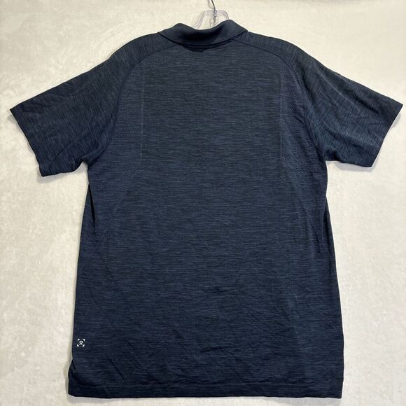 Lululemon Metal Vent Tech Polo Shirt Mens Large Blue Breathable Stretch Golf Gym - Picture 2 of 16